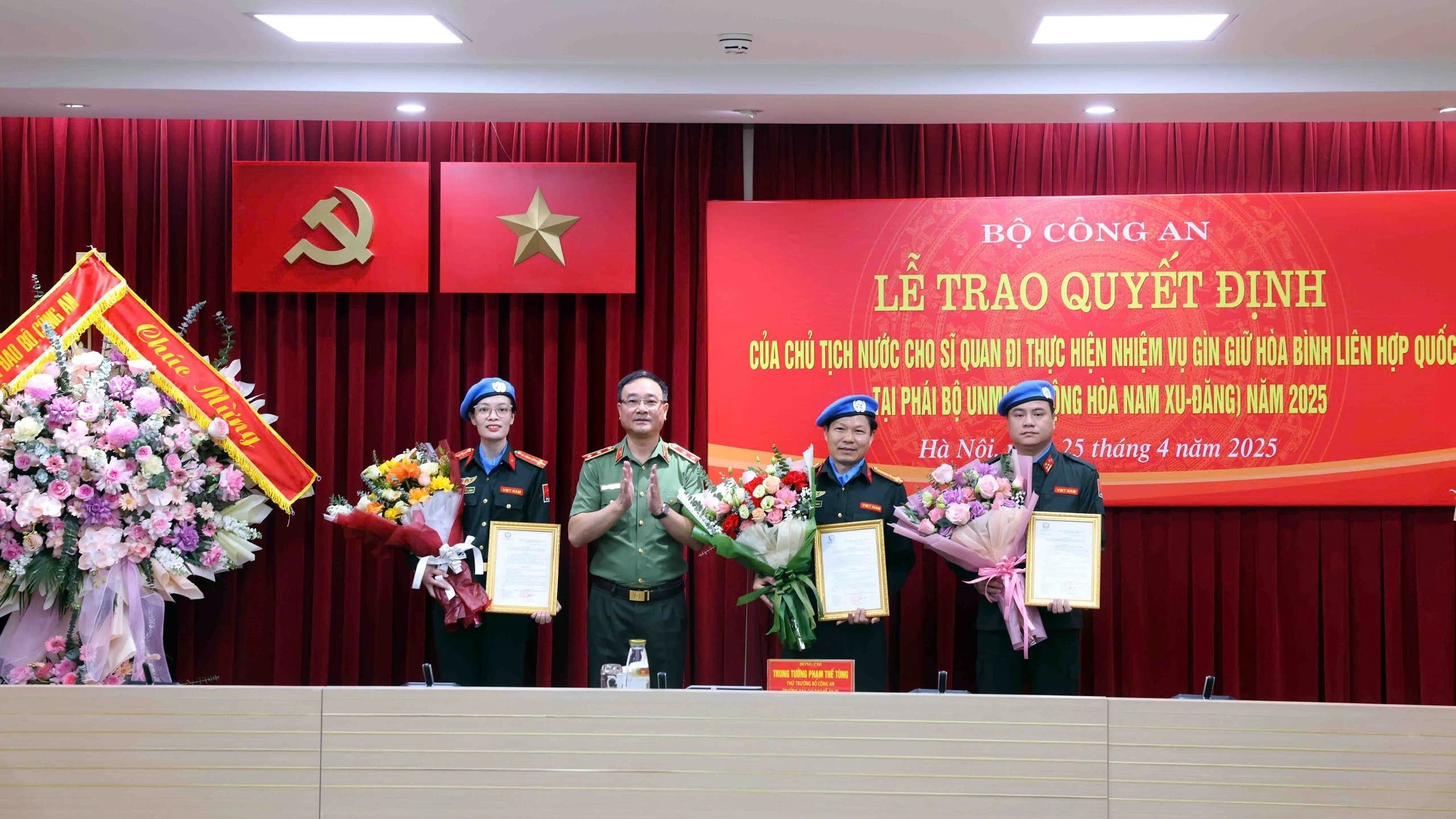 3 sĩ quan Công an nhân dân lên đường gìn giữ hòa bình Liên hợp quốc dịp lễ 30/4