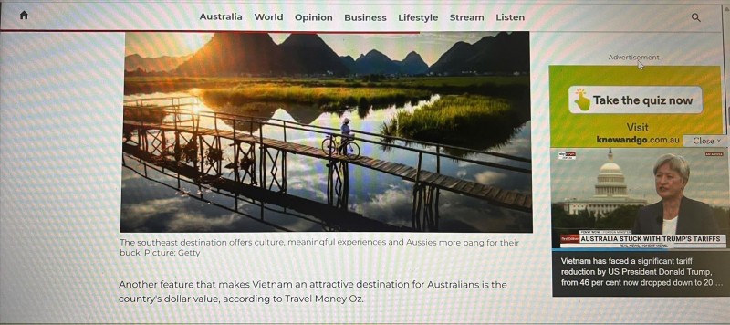 Việt Nam là điểm du lịch hàng đầu của người Australia