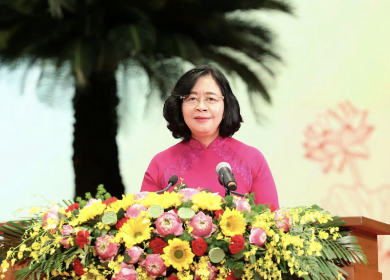 Bí thư Thành ủy Hà Nội Bùi Thị Minh Hoài phát biểu khai mạc Đại hội. (Ảnh: T.L) Bí thư Thành ủy Hà Nội Bùi Thị Minh Hoài phát biểu khai mạc Đại hội. (Ảnh: T.L)