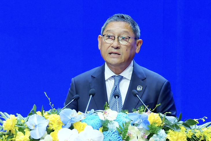 Phó thủ tướng Campuchia Sok Chenda Sophea phát biểu tại phiên thảo luận cấp cao - Ảnh: UNTV