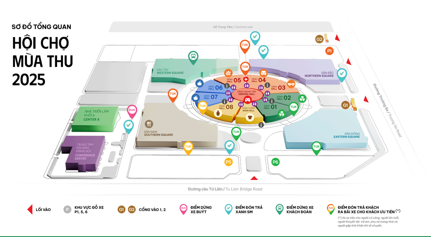 Hội chợ Mùa Thu lần thứ nhất năm 2025 diễn ra từ ngày 25/10 đến 4/11/2025 tại Trung tâm Hội chợ Triển lãm Quốc gia (Đông Anh, Hà Nội), trên diện tích khoảng 130.000 m². Sự kiện được tổ chức theo 5 phân khu chủ đề, quy tụ hơn 3.000 gian hàng của gần 2.500 doanh nghiệp trong và ngoài nước. Các gian hàng quốc tế được bố trí tại Sảnh 1, thuộc Phân khu “Thu thịnh vượng”, phục vụ du khách tham quan và trải nghiệm. Hội chợ Mùa Thu lần thứ nhất năm 2025 diễn ra từ ngày 25/10 đến 4/11/2025 tại Trung tâm Hội chợ Triển lãm Quốc gia (Đông Anh, Hà Nội), trên diện tích khoảng 130.000 m². Sự kiện được tổ chức theo 5 phân khu chủ đề, quy tụ hơn 3.000 gian hàng của gần 2.500 doanh nghiệp trong và ngoài nước. Các gian hàng quốc tế được bố trí tại Sảnh 1, thuộc Phân khu “Thu thịnh vượng”, phục vụ du khách tham quan và trải nghiệm.