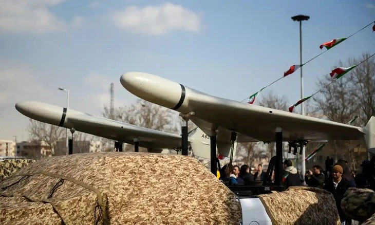 Dòng drone Shahed 136 do Iran sản xuất, được quân đội Nga dùng tại Ukraine. (Ảnh: Guardian)UARDIAN