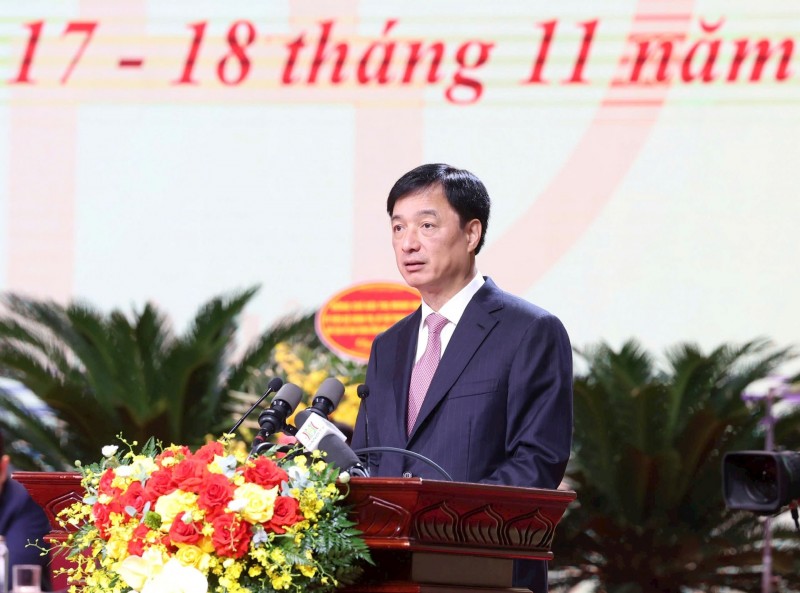 Ủy viên Bộ Chính trị, Bí thư Thành ủy Hà Nội Nguyễn Duy Ngọc phát biểu chỉ đạo tại Đại hội. (Ảnh: T.L)