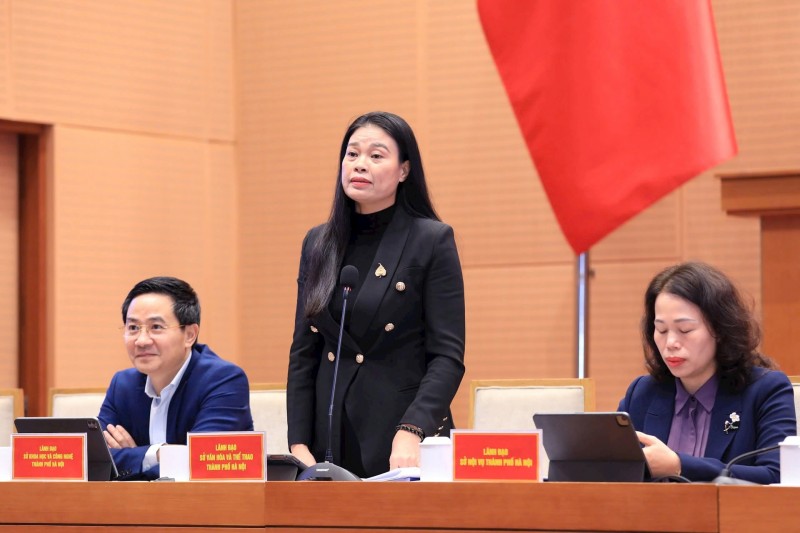 Giám đốc Sở Văn hóa và Thể thao Hà Nội Bạch Liên Hương phát biểu. (Ảnh: T.L)