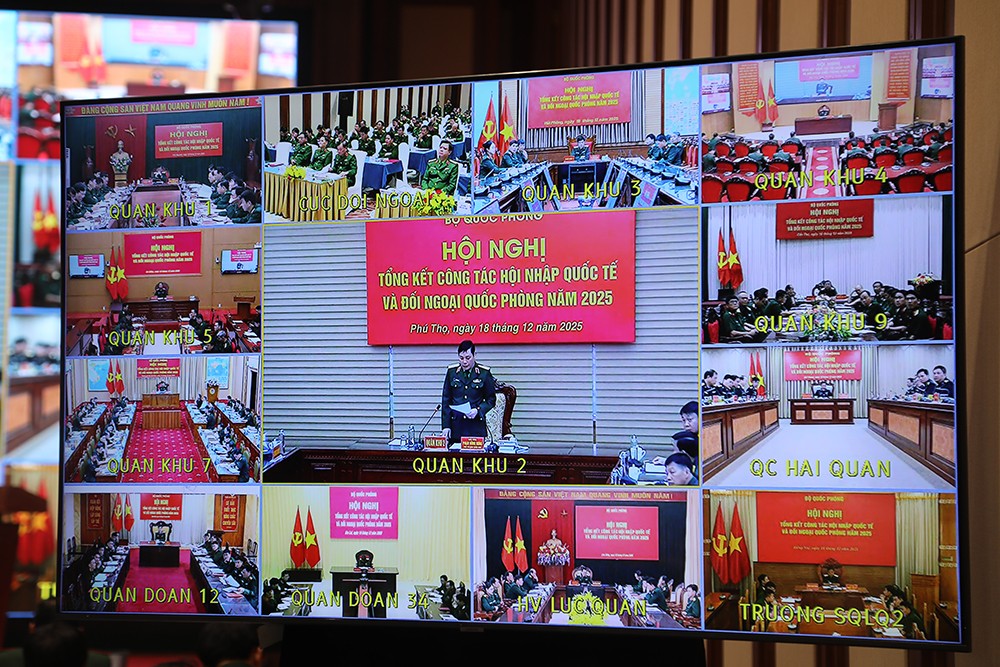 Các điểm cầu tham dự Hội nghị. (Ảnh: Bộ Quốc phòng) Các điểm cầu tham dự Hội nghị. (Ảnh: Bộ Quốc phòng)