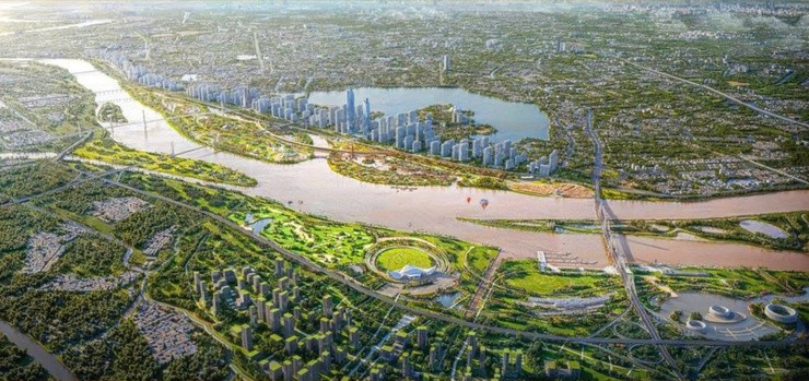 Phối cảnh dự án đầu tư xây dựng Trục Đại lộ cảnh quan sông Hồng. (Ảnh: Sở VHTT Hà Nội)