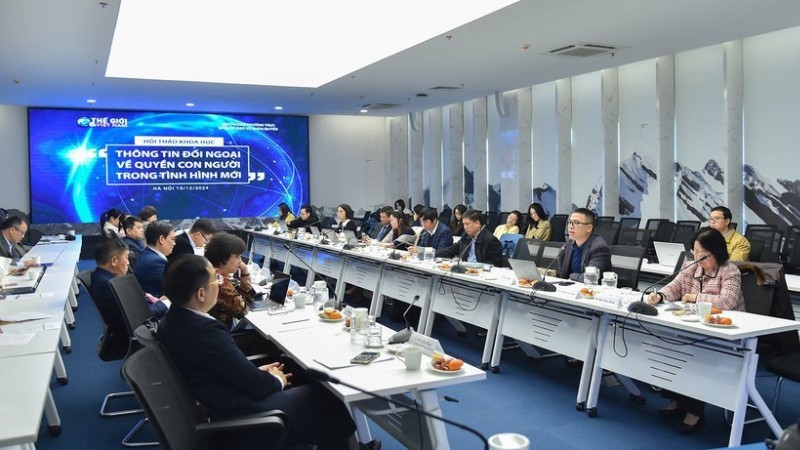 Toàn cảnh Hội thảo khoa học thông tin đối ngoại về quyền con người trong tình hình mới.