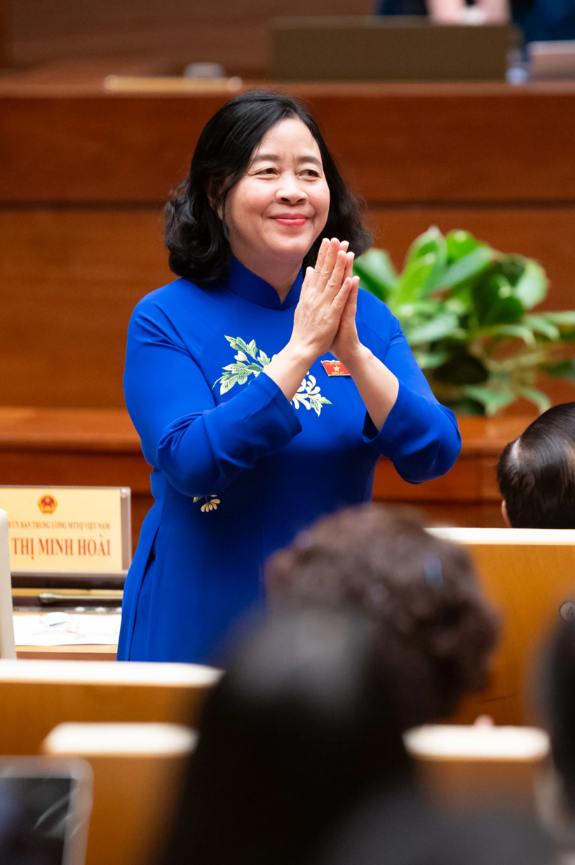 Bà Bùi Thị Minh Hoài, Ủy viên Bộ Chính trị, Bí thư Đảng ủy MTTQ, các đoàn thể Trung ương, Chủ tịch Ủy ban Trung ương MTTQ Việt Nam. Ảnh: Phạm Thắng.