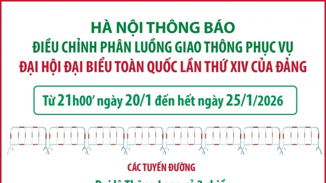 [Infographic] Hà Nội điều chỉnh phân luồng giao thông phục vụ Đại hội Đảng XIV