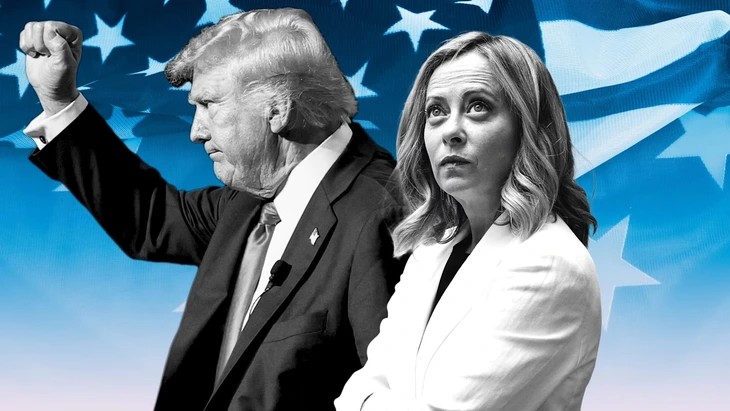 Tổng thống Mỹ Donald Trump (trái) và Thủ tướng Ý Giorgia Meloni - Ảnh: FINANCIAL TIMES
