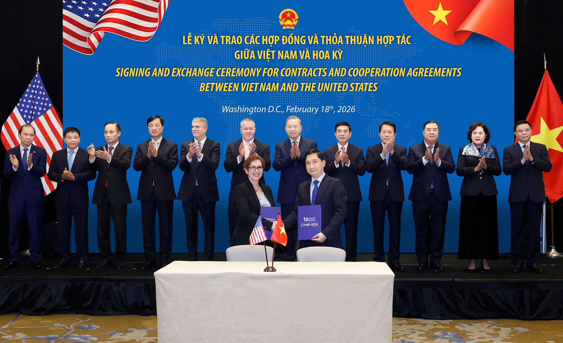 Tổng Bí Thư Tô Lâm chứng kiến lễ ký Hợp đồng Mua và chuyển giao công nghệ vận hành hệ thống “siêu máy” điều trị ung thư Proton MEVION S250-FIT thế hệ mới nhất giữa Bệnh viện Tâm Anh và Hãng Mevion. Ảnh: Bệnh viện Đa khoa Tâm Anh