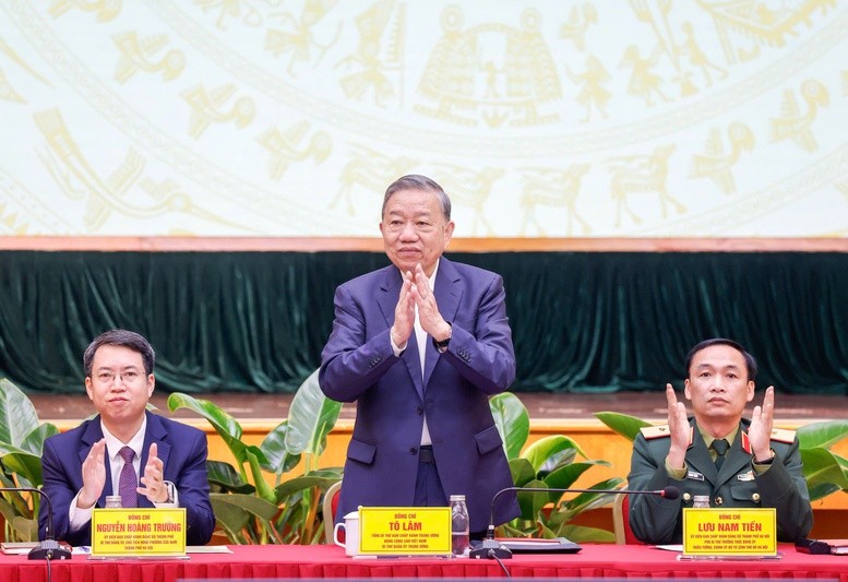 Tổng Bí thư Tô Lâm dự Hội nghị tiếp xúc giữa cử tri với người ứng cử đại biểu Quốc hội khóa XVI tại Hà Nội