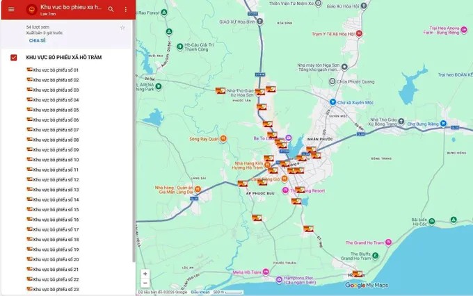 Ủy ban Bầu cử xã Hồ Tràm (TPHCM) chính thức triển khai “Bản đồ số phục vụ bầu cử đại biểu Quốc hội khóa XVI và đại biểu HĐND các cấp”. 