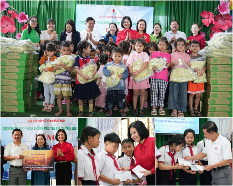 Trao sữa, chăn ấm và học bổng cho học sinh 4 xã vùng cao Quảng Ngãi