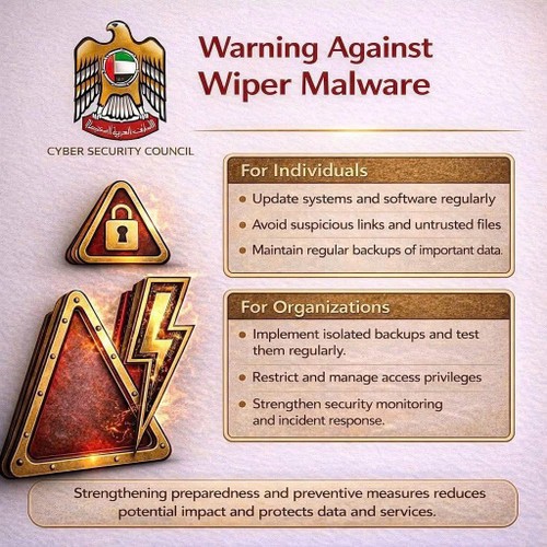 Cảnh báo của Hội đồng An ninh mạng UAE. (Ảnh: Đại sứ quán Việt Nam tại UAE) Cảnh báo của Hội đồng An ninh mạng UAE. (Ảnh: Đại sứ quán Việt Nam tại UAE)