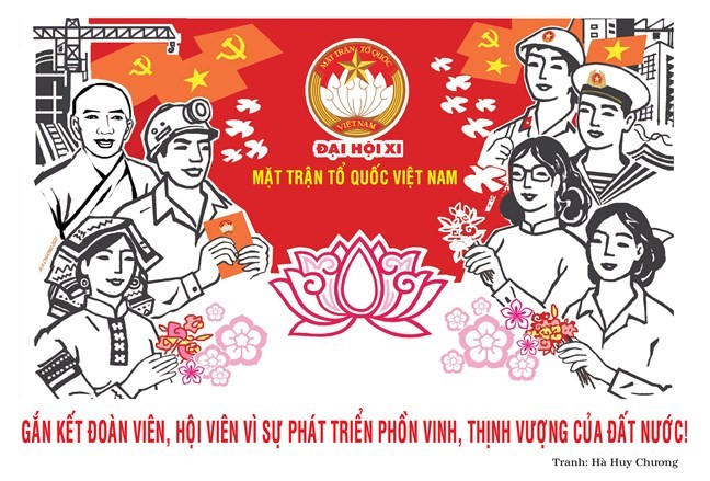 Tranh cổ động Đại hội đại biểu toàn quốc Mặt trận Tổ quốc Việt Nam lần thứ XI, nhiệm kỳ 2026-2031 của họa sĩ Hà Huy Chương.