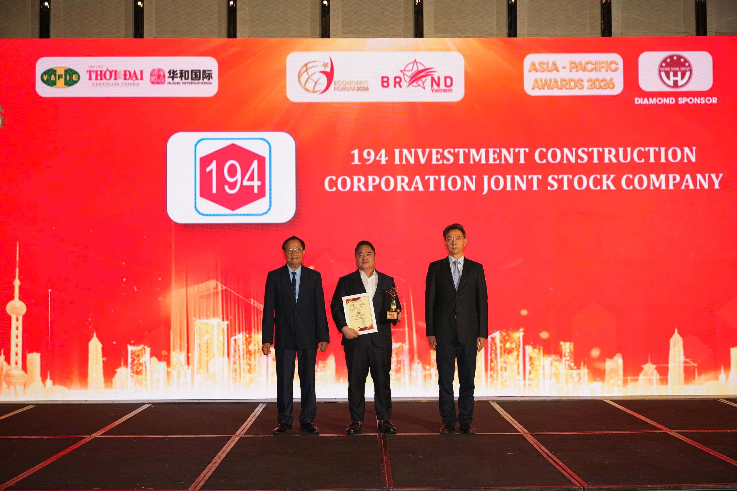 Công Ty Cổ Phần Tổng công ty đầu tư xây dựng 194 – Thương hiệu tiêu biểu Châu Á – Thái Bình Dương 2026