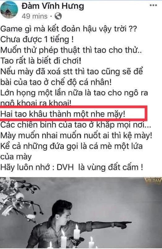 dan mang doi tay chay ca si dam vinh hung vi phat ngon cho bua
