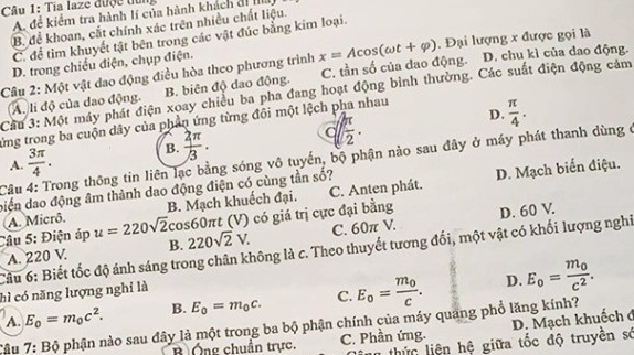 Cập nhật đề thi môn Vật lý THPT quốc gia 2019