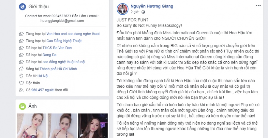 missosology len tieng khi huong giang phan phao vi bi ghep anh nhay cam len page