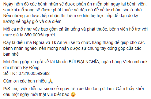 MC Đại Nghĩa tổ chức mổ mắt miễn phí cho người nghèo hàng tháng