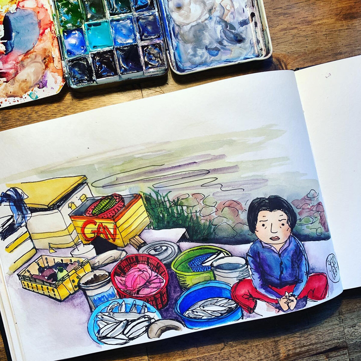 nu hoa sy nguoi uc va hang chuc buc ve ky hoa tuyet dep ve hoi an
