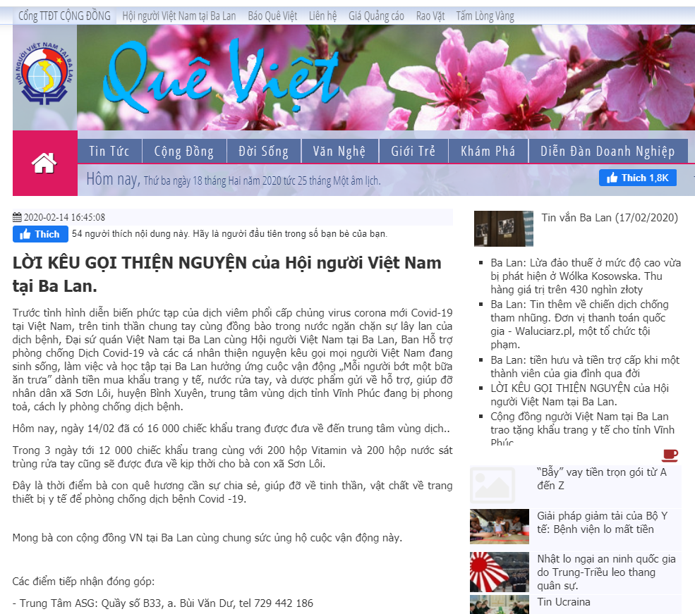 hoi nguoi viet nam tai ba lan to chuc trao qua dot 2 ho tro tinh vinh phuc khac phuc covid 19