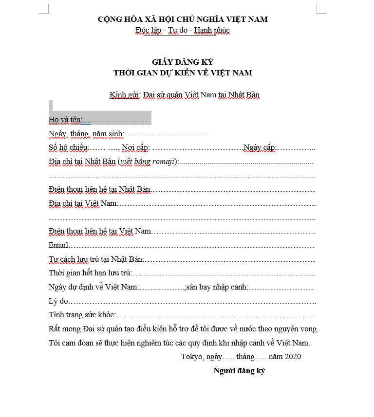 dai su quan viet nam tai nhat ban huong dan cong dan thu tuc dang ky ve nuoc