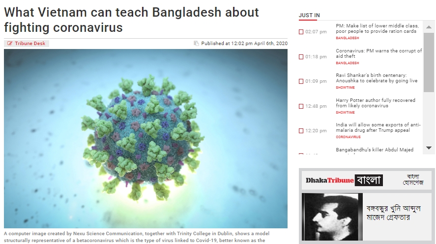 Báo Dhaka Tribune, Bangladesh đưa ra 3 bài học từ cuộc chiến chống COVID-19 của Việt Nam