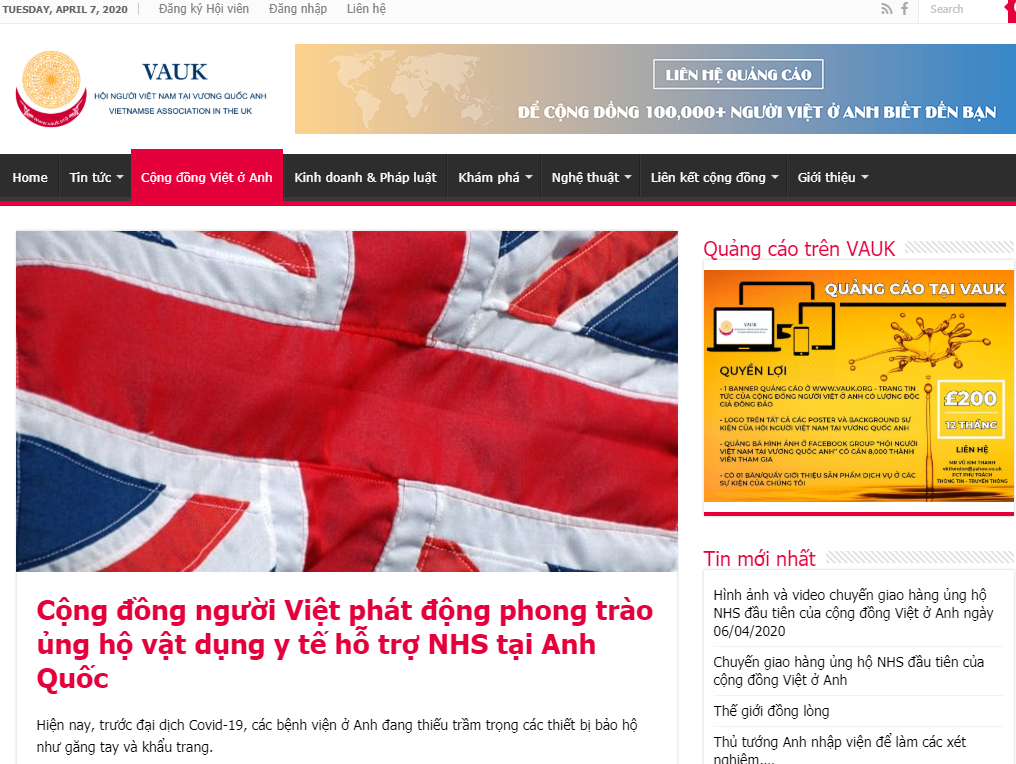 hoi nguoi viet nam tai vuong quoc anh ho tro 50 thung khau trang va gang tay cho co quan y te nhs