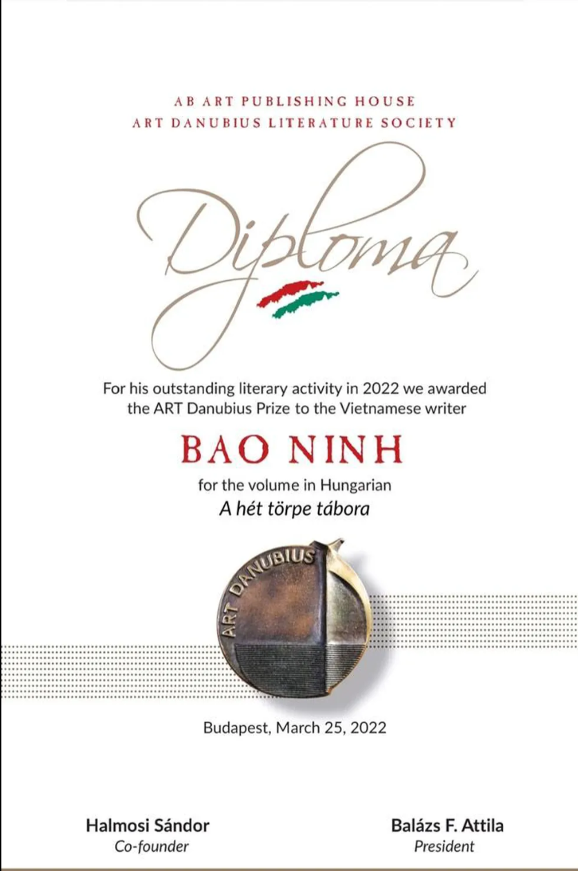 Ba nhà văn Việt Nam được vinh danh tại giải Art Danubius 2022 của Hungary