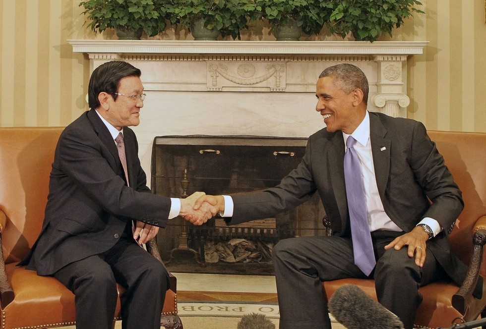 chu tich nuoc truong tan sang va tong thong barack obama trong chuyen tham lich su 72013 hai ben tuyen bo thiet lap quan he doi tac toan dien anh ttxvn
