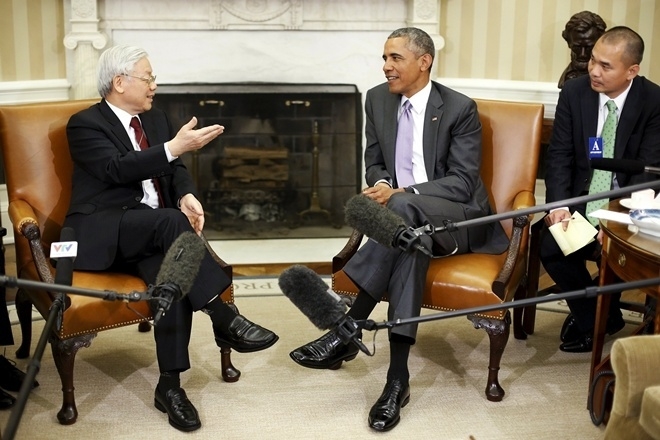 tong bi thu nguyen phu trong va tong thong barack obama tai nha trang thang 72015 anh reuters