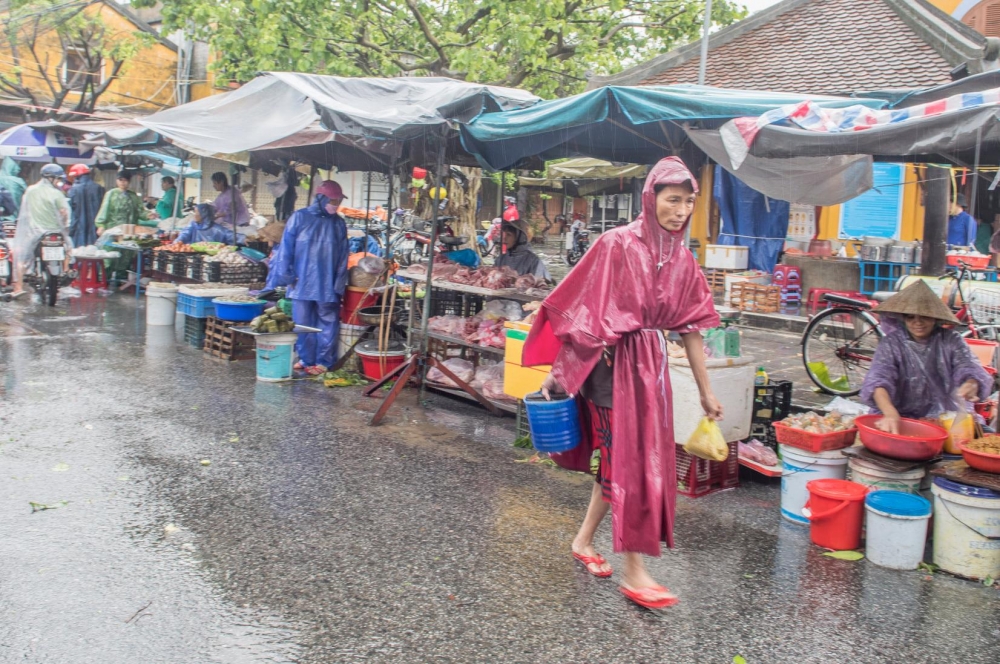 Người dân phố cổ Hội An đội mưa, lội lụt đi chợ Người dân phố cổ Hội An đội mưa, lội lụt đi chợ