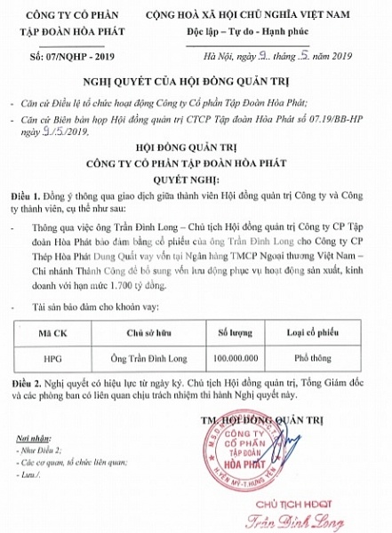 chu tich tap doan hoa phat the chap co phieu vay 1700 ty