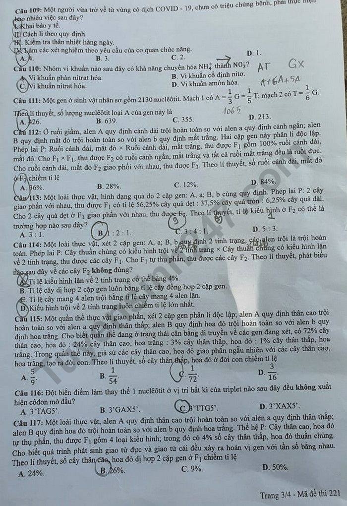 de thi mon sinh hoc tot nghiep thpt quoc gia 2020 dot 2