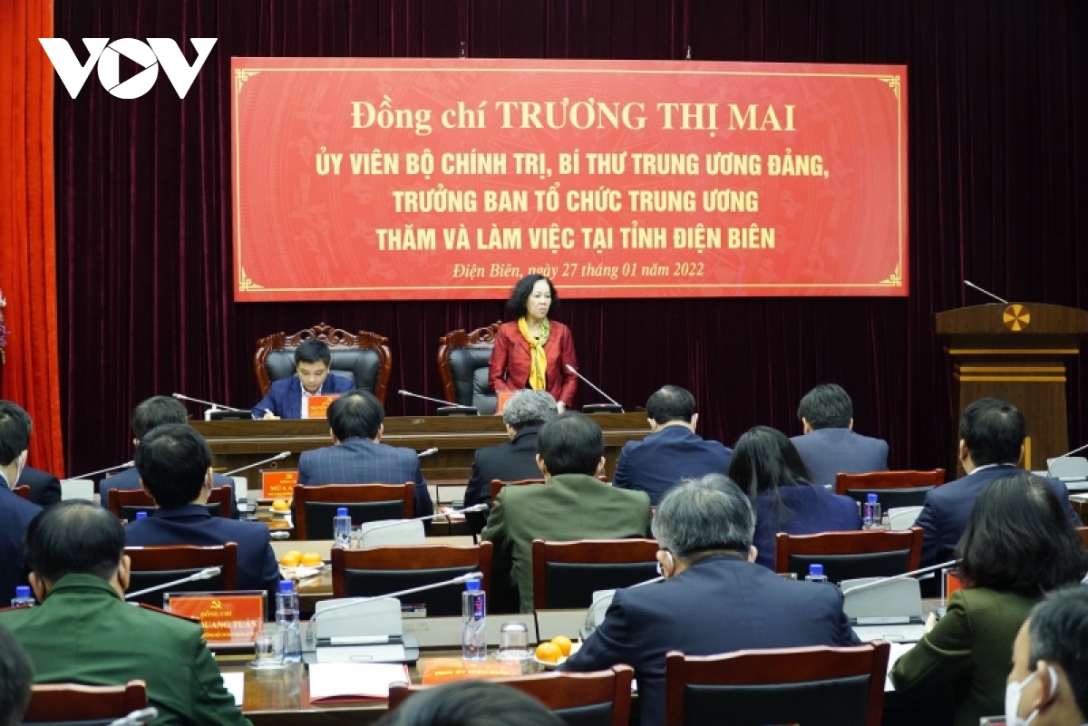 Trưởng Ban Tổ chức Trung ương làm việc với lãnh đạo chủ chốt tỉnh Điện Biên