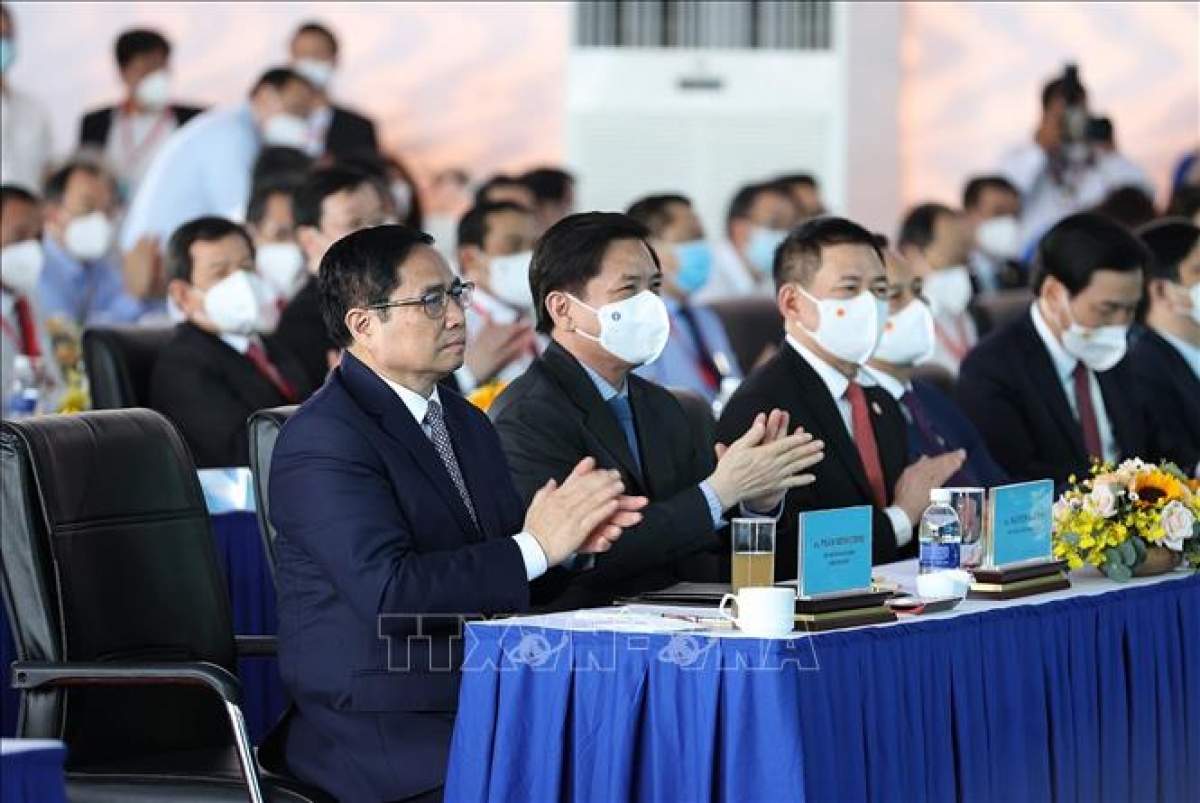 Thủ tướng Phạm Minh Chính dự Lễ động thổ xây dựng Khu công nghiệp Việt Nam-Singapore (VSIP III). Ảnh: TTXVN