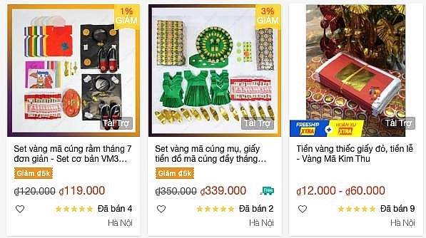 Rằm tháng 7: Vàng mã được giao bán online