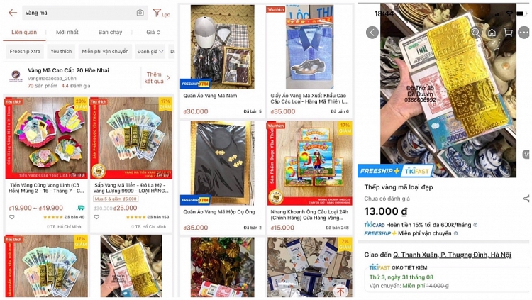 Rằm tháng 7: Vàng mã được giao bán online