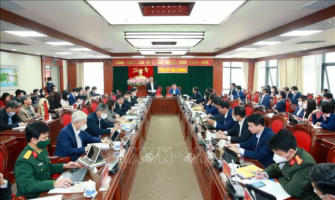 Thường trực Ban Bí thư Võ Văn Thưởng làm việc với Ban Thường vụ Tỉnh uỷ Hải Dương