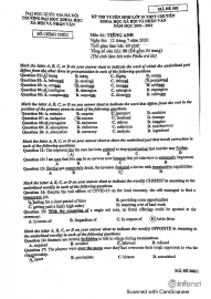 de thi anh van tuyen sinh lop 10 vao truong chuyen khxhnv nam 2020