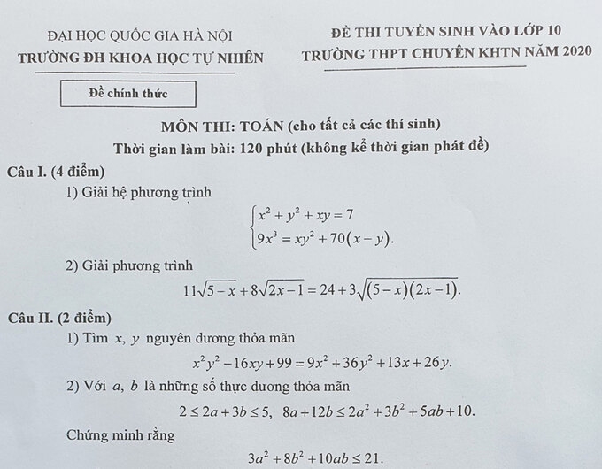 1436 de thi mon toan tuyen sinh lop 10 chuyen khtn anh1