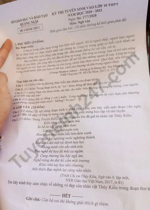 0939 de thi ngu van tuyen sinh lop 10 vao thpt tinh quang ngai