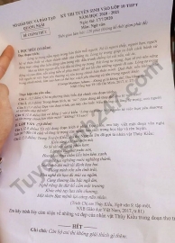 de thi ngu van tuyen sinh lop 10 vao thpt tinh quang ngai nam 2020