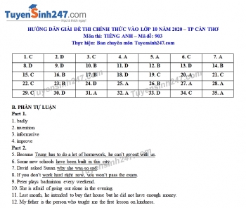 dap an de thi anh van tuyen sinh lop 10 vao thpt tp can tho nam 2020