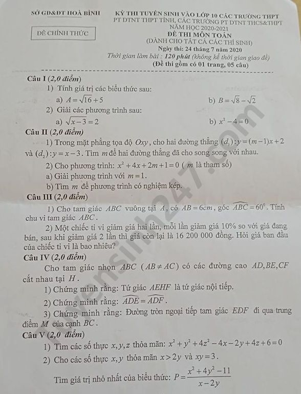 0434 dap an de thi mon toan tuyen sinh lop 10 vao thpt tinh hoa binh1