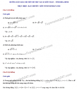 dap an de thi mon toan tuyen sinh lop 10 vao thpt tinh hoa binh nam 2020