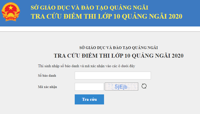 tra cuu diem thi tuyen sinh lop 10 quang ngai nam 2020