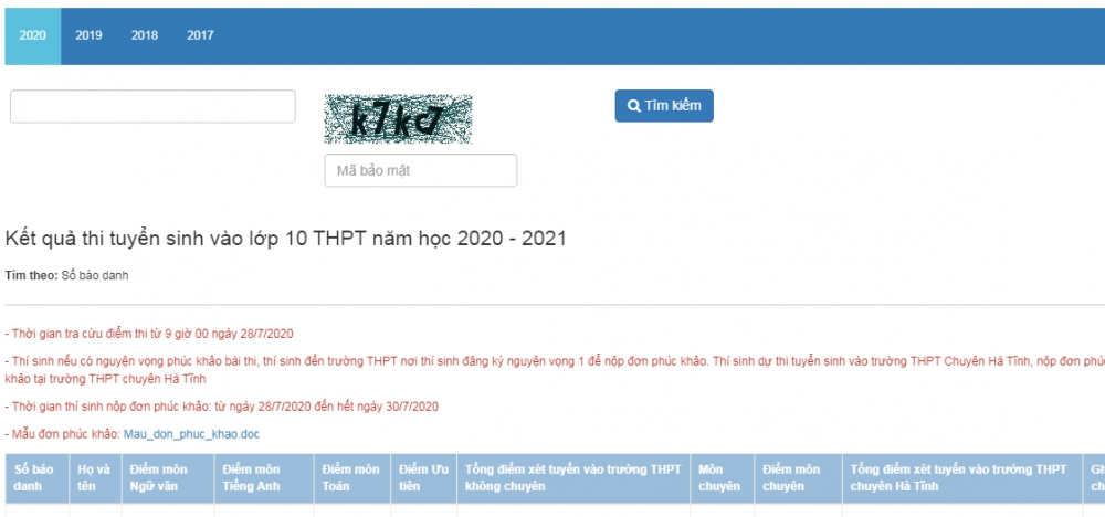 3843 tra cuu diem tuyen sinh lop 10 vao thpt ha tinh